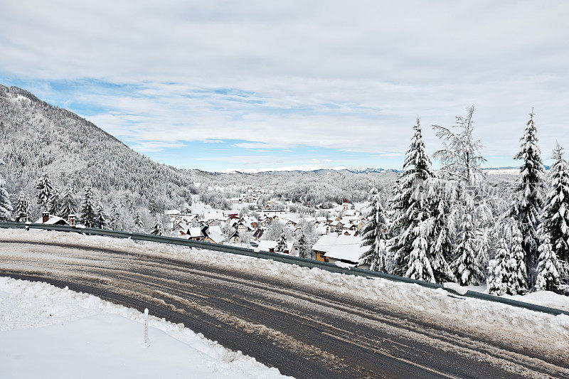 冬季在Crni Vrh和阿尔卑斯，斯洛文尼亚，欧洲
